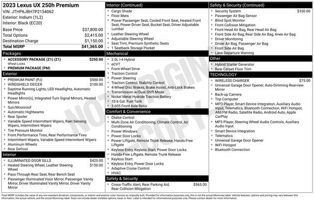 Certified 2023 Lexus UX 250h FWD w/ Accessory Package (Z1) image 33