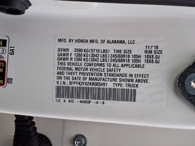 Used 2019 Honda Ridgeline RTL-T image 10