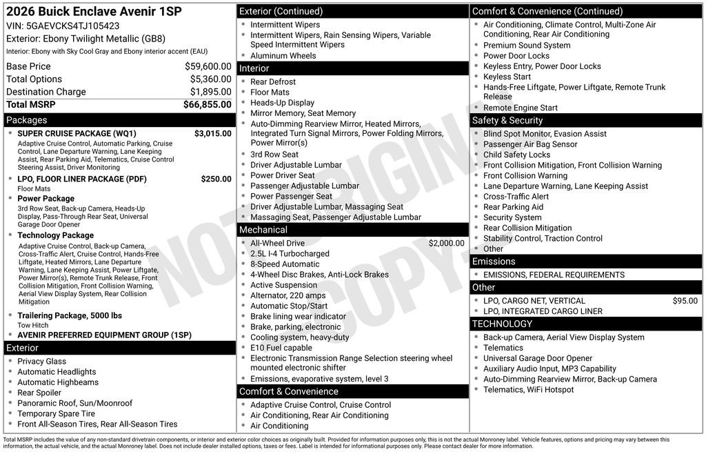 New 2026 Buick Enclave Avenir w/ Super Cruise Package image 4