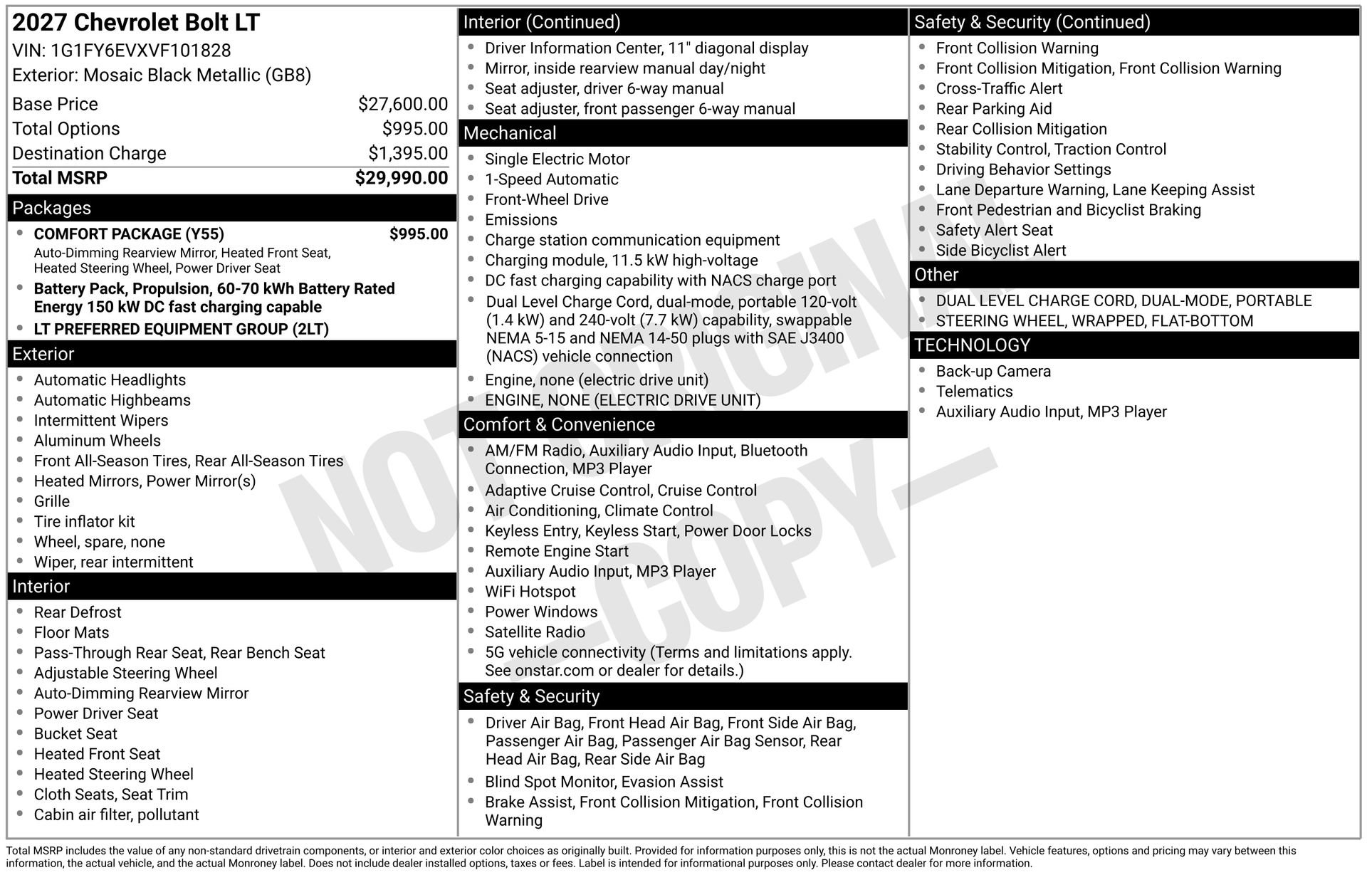 New 2027 Chevrolet Bolt LT w/ Comfort Package image 3