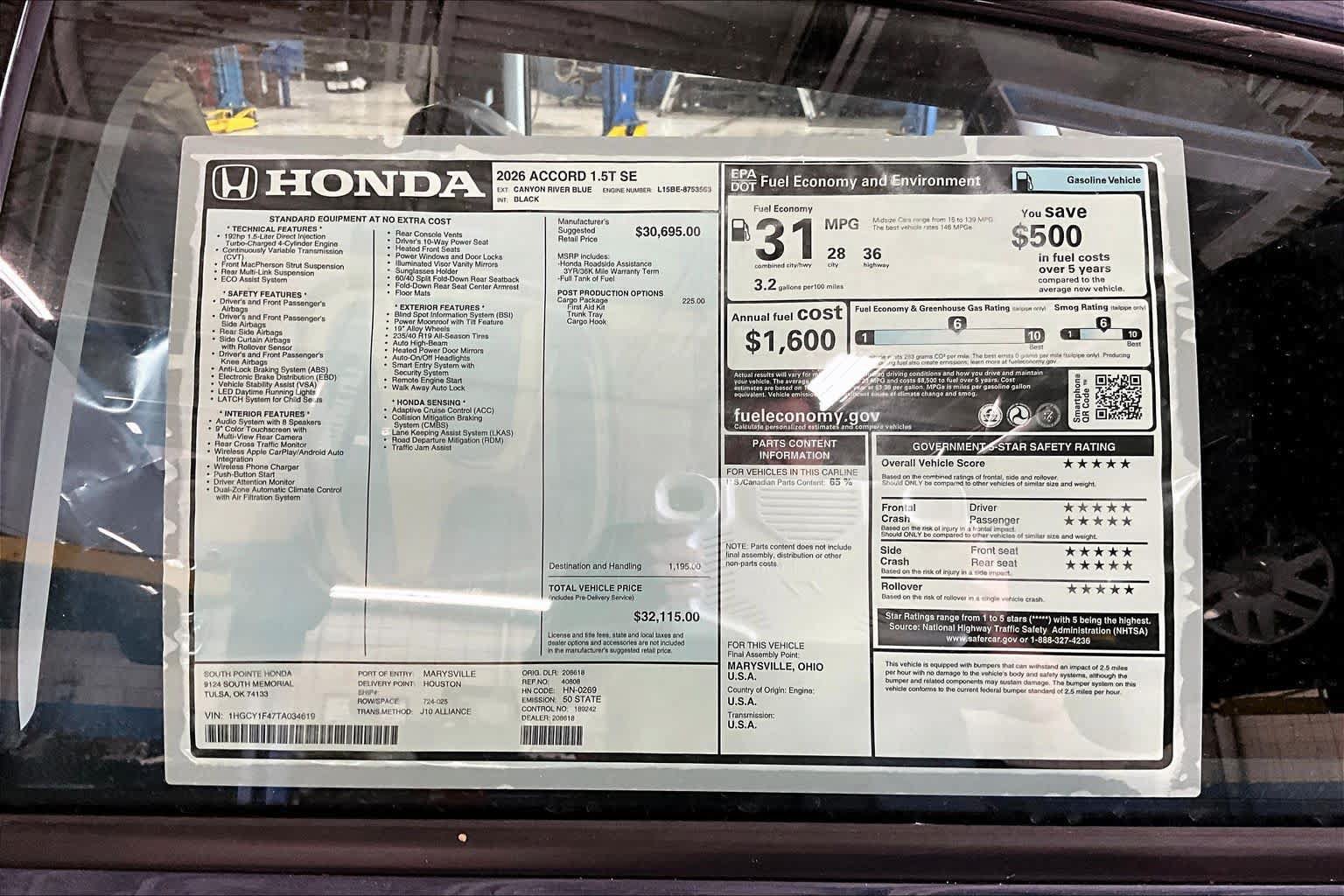 New 2026 Honda Accord SE image 19
