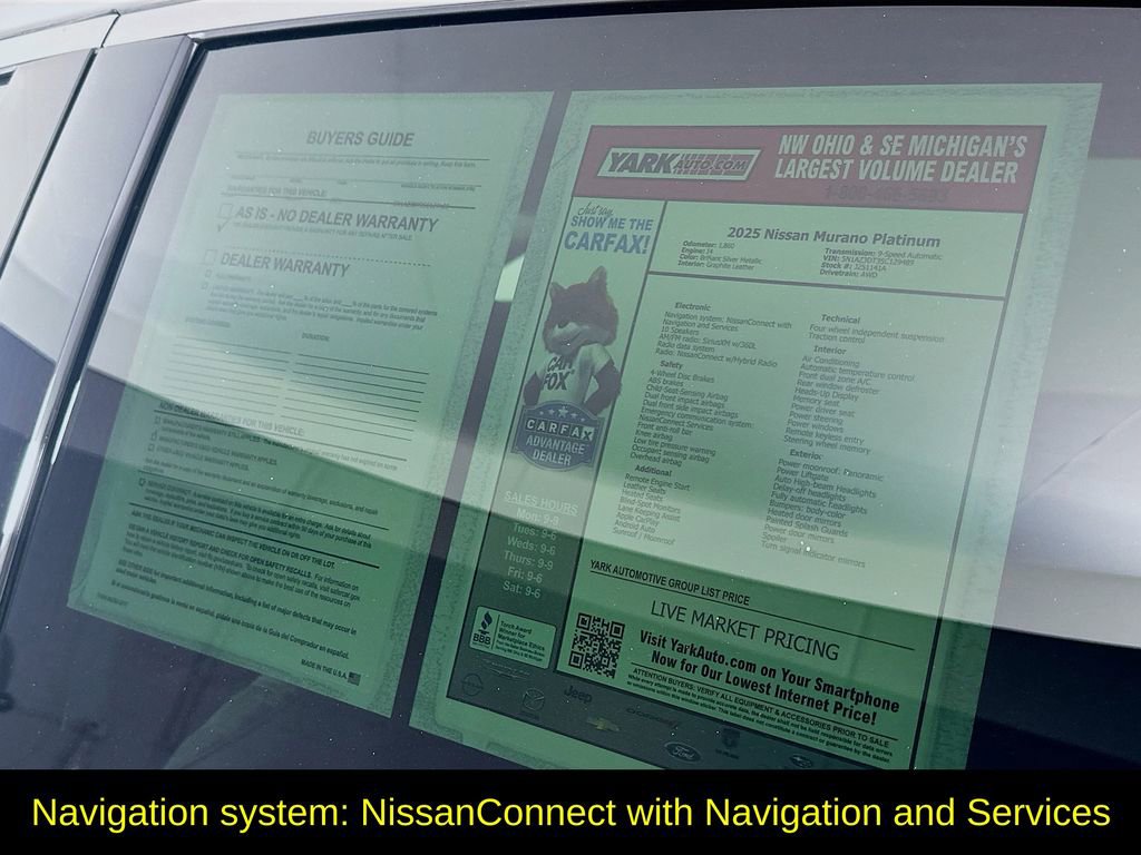 Used 2025 Nissan Murano Platinum w/ Cargo Package image 13