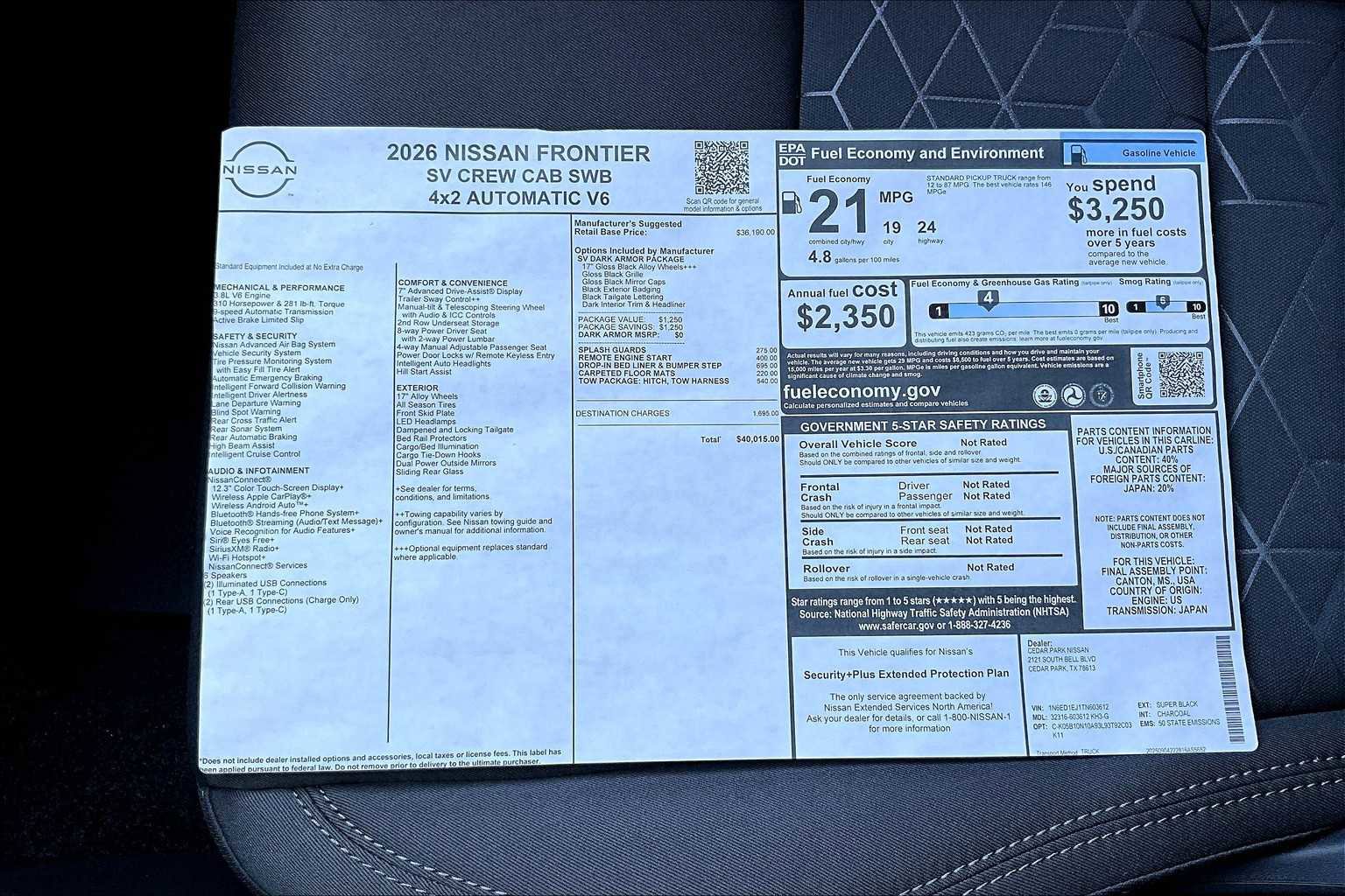 New 2026 Nissan Frontier SV image 21