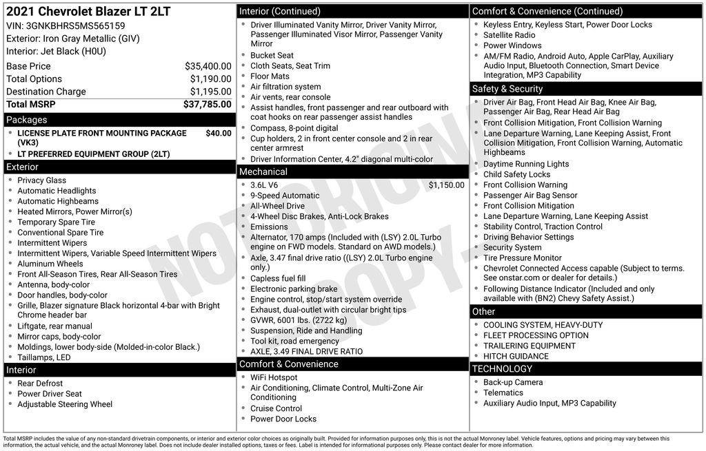 Used 2021 Chevrolet Blazer LT image 2