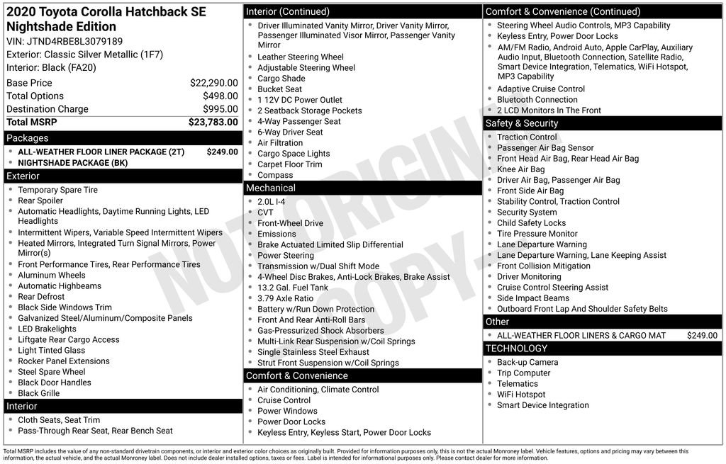 Used 2020 Toyota Corolla SE FWD image 15