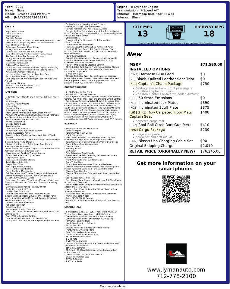 Used 2024 Nissan Armada Platinum w/ Captain's Chairs Package image 38