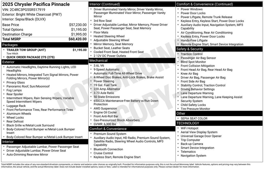 Used 2025 Chrysler Pacifica Pinnacle w/ Trailer Tow Group AWD/4WD image 46