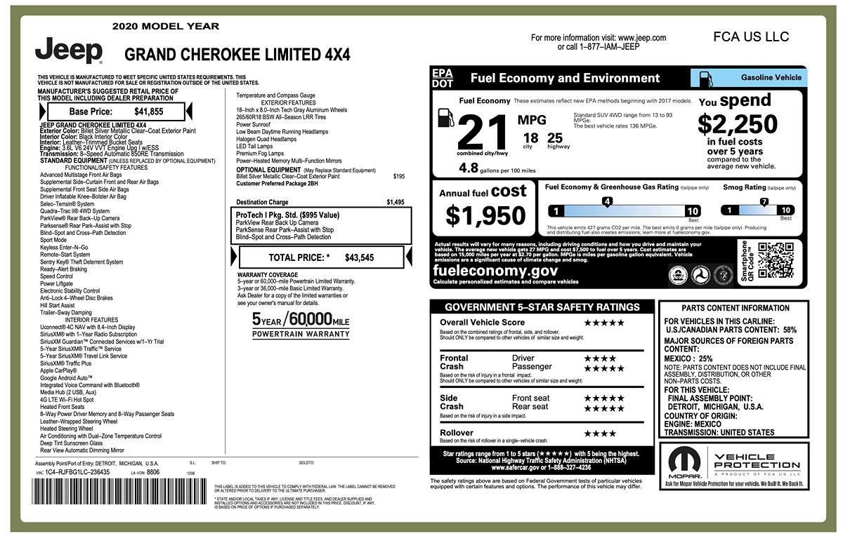 Used 2020 Jeep Grand Cherokee Limited AWD/4WD image 2