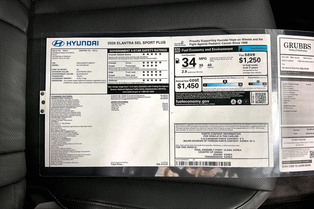 New 2026 Hyundai Elantra SEL Sport FWD image 33