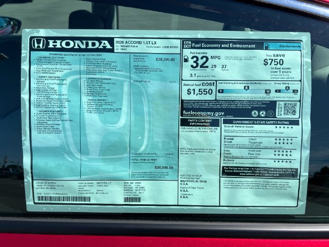 New 2026 Honda Accord LX image 30