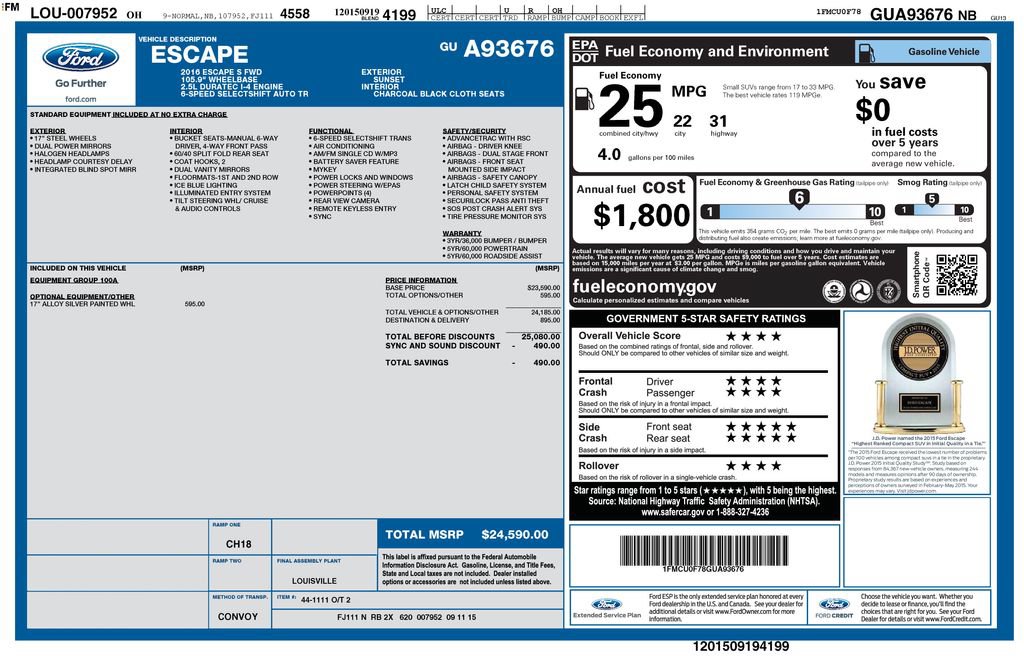 Used 2016 Ford Escape S FWD image 36