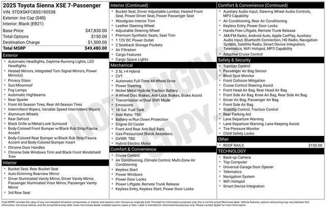 Used 2025 Toyota Sienna XSE AWD/4WD image 29
