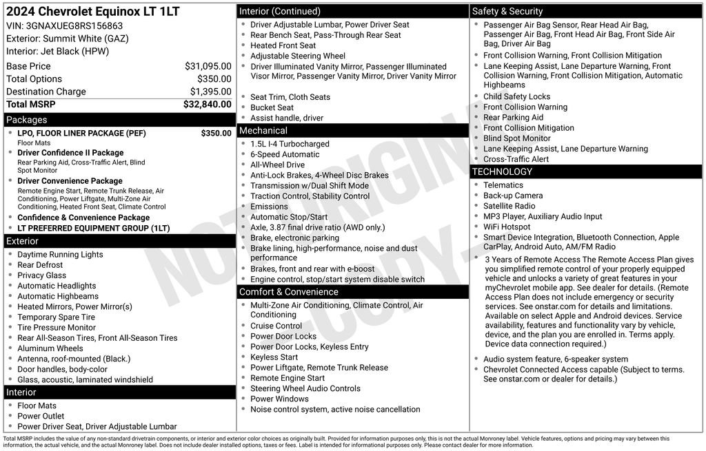Used 2024 Chevrolet Equinox LT w/ LPO, Floor Liner Package AWD/4WD image 26