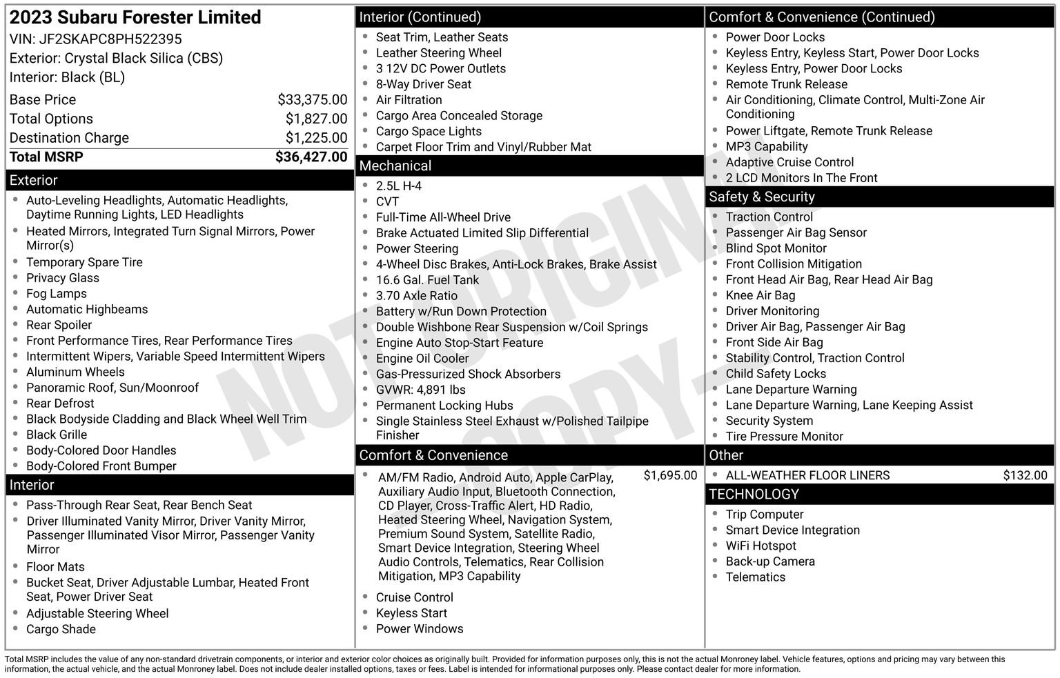 Certified 2023 Subaru Forester Limited AWD/4WD image 35