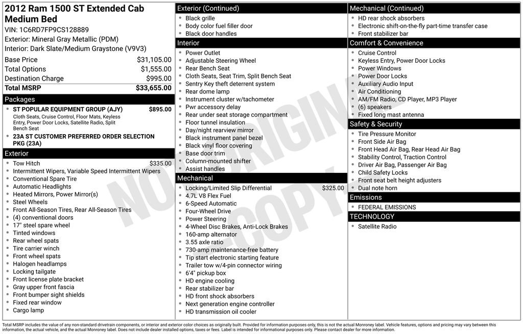 Used 2012 RAM 1500 ST w/ ST Popular Equipment Group image 15