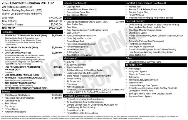 New 2026 Chevrolet Suburban RST w/ Advanced Technology Package AWD/4WD image 5