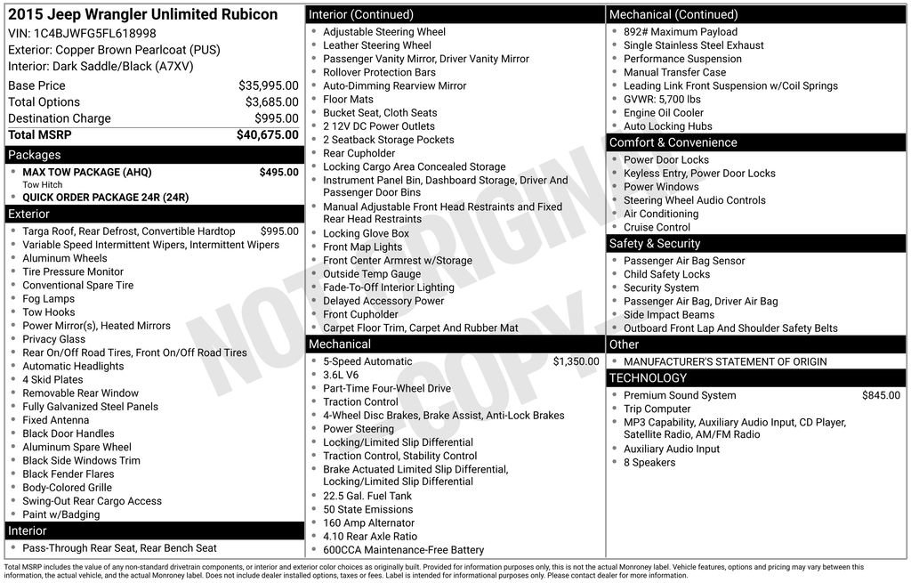 Used 2015 Jeep Wrangler Unlimited Rubicon w/ Max Tow Package AWD/4WD image 28