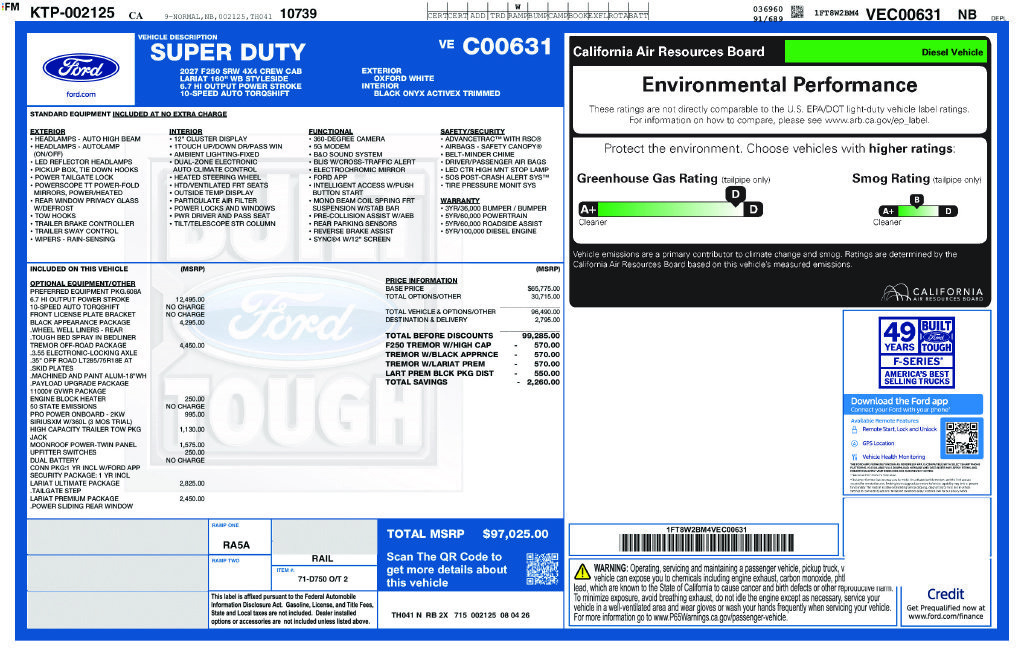 New 2027 Ford F250 Lariat w/ Tremor Off-Road Package AWD/4WD image 2