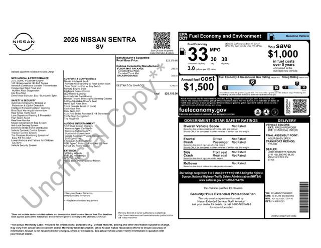 Certified 2026 Nissan Sentra SV w/ Floor Mat Package FWD image 30