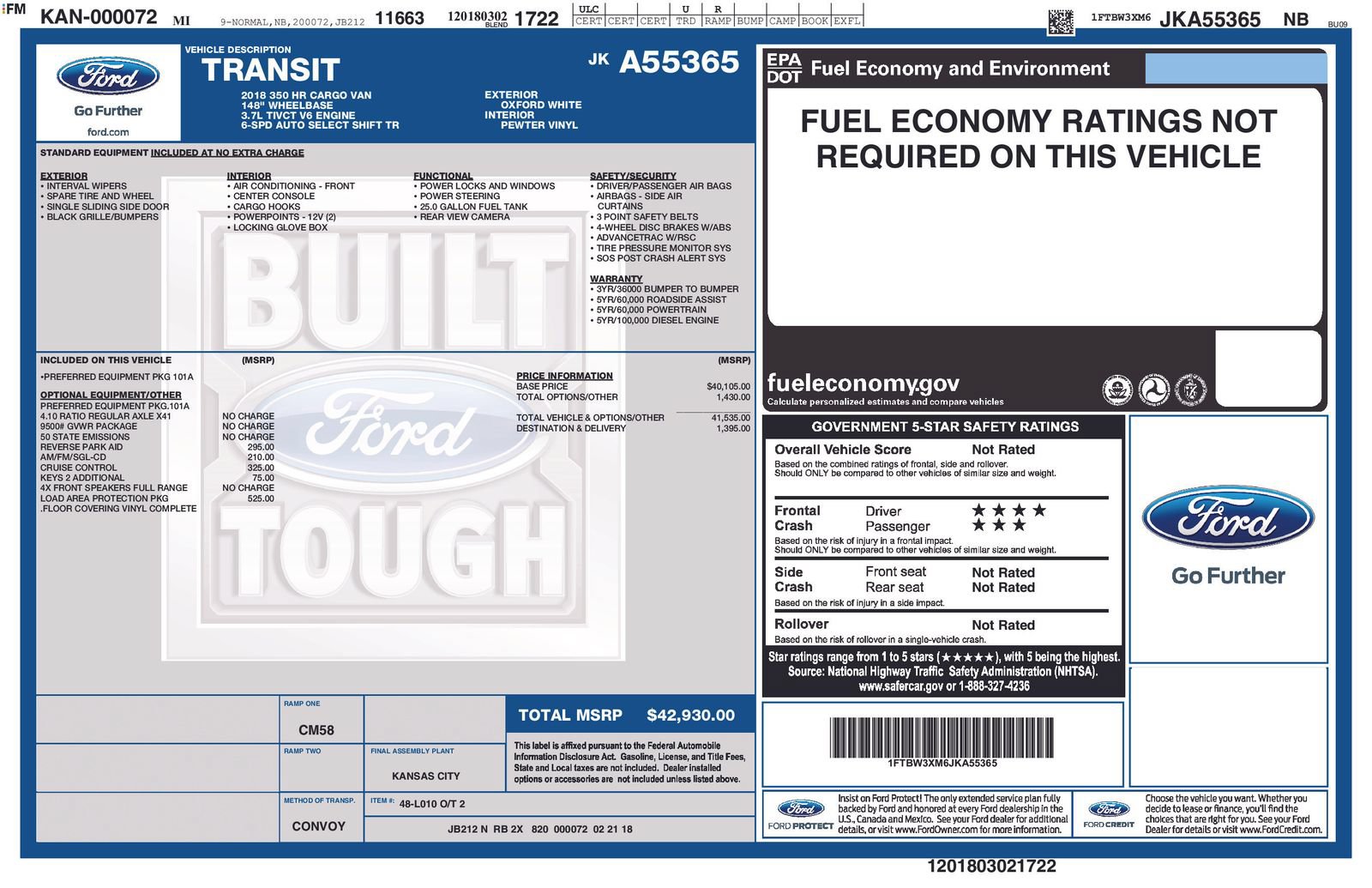 Used 2018 Ford Transit 350 148 High Roof Extended RWD image 4