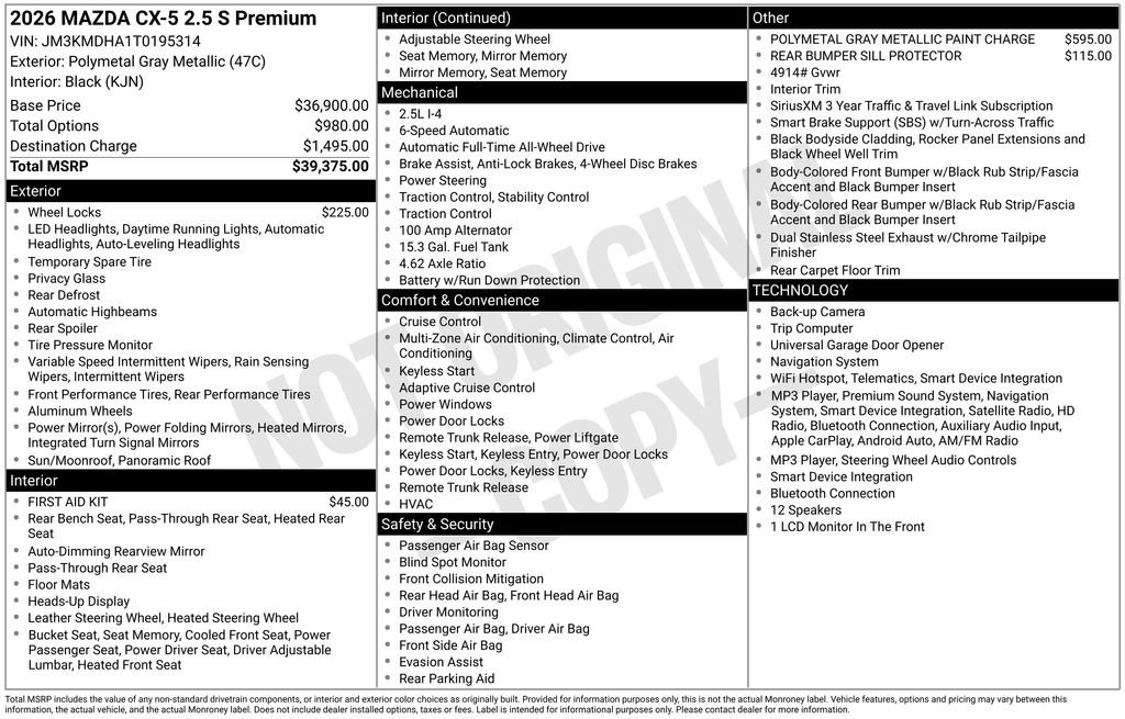 New 2026 MAZDA CX-5 2.5 S w/ Premium Package AWD/4WD image 10