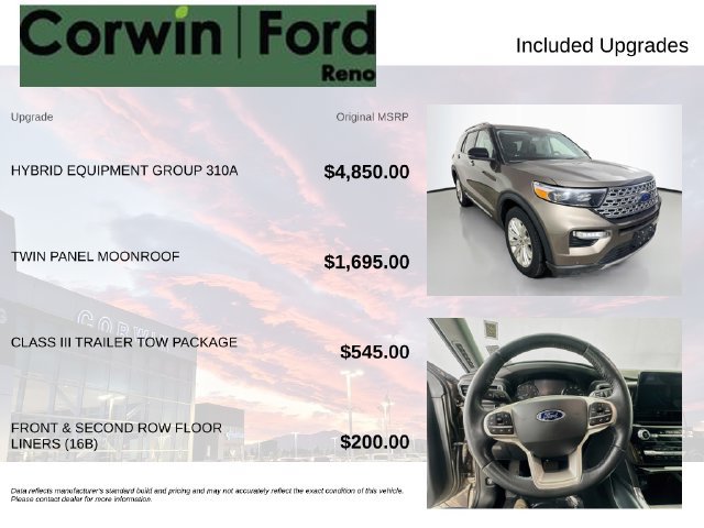 Certified 2021 Ford Explorer Limited w/ Hybrid Equipment Group 310A AWD/4WD image 3