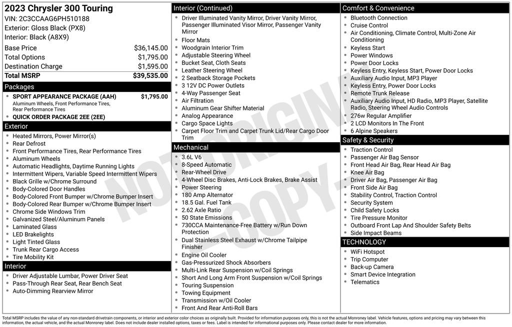 Used 2023 Chrysler 300 Touring w/ Sport Appearance Package image 6