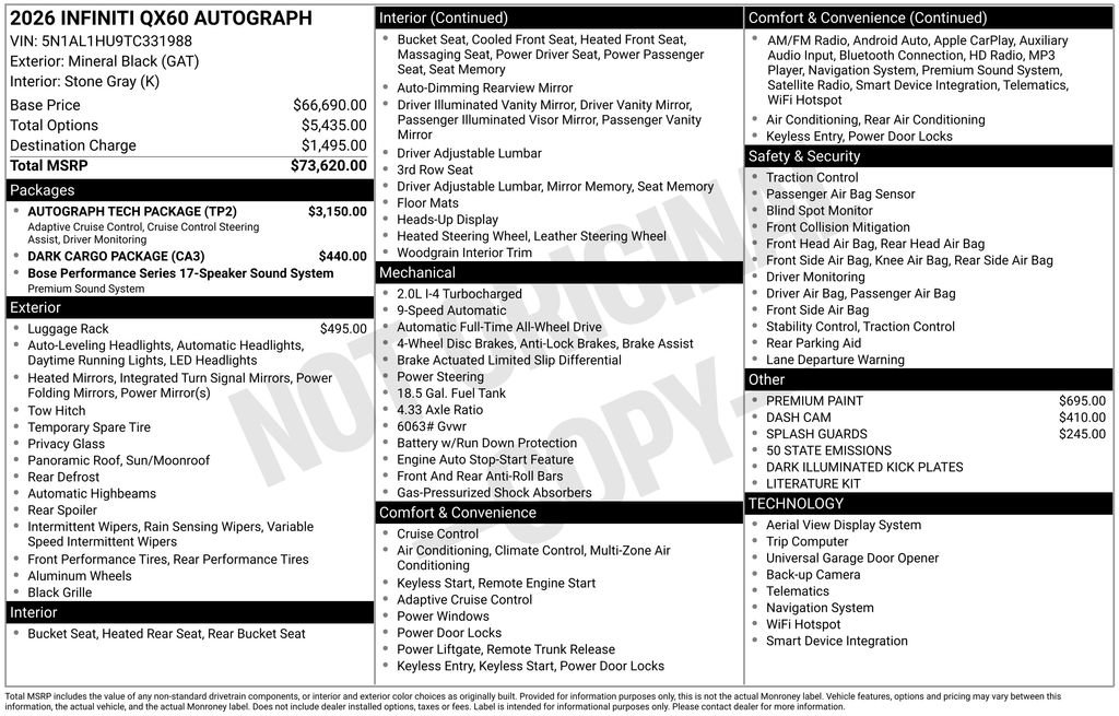 New 2026 INFINITI QX60 Autograph w/ Autograph Tech Package image 5