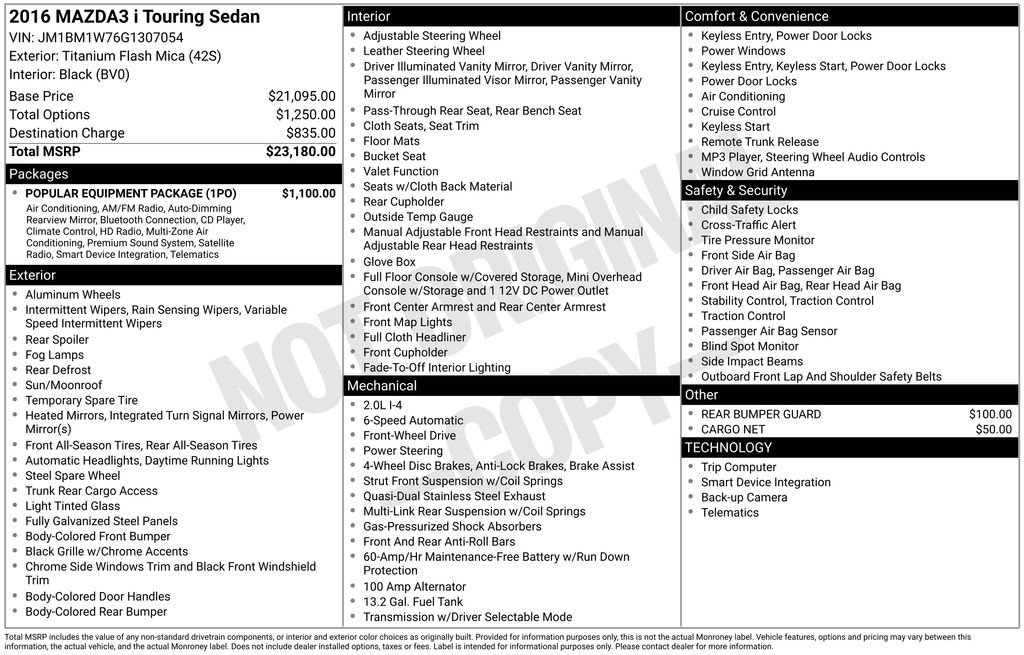 Used 2016 MAZDA MAZDA3 i Touring w/ Popular Equipment Package image 30