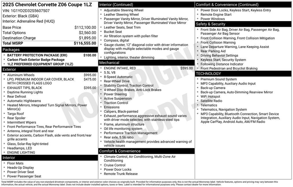 Used 2025 Chevrolet Corvette Z06 w/ Battery Protection Package RWD image 3
