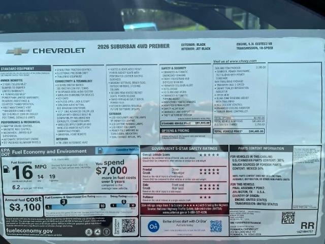 New 2026 Chevrolet Suburban Premier w/ Sun And Tow Package AWD/4WD image 15