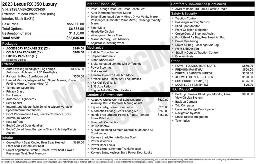 Used 2023 Lexus RX 350 FWD w/ Accessory Package (Z1) image 23