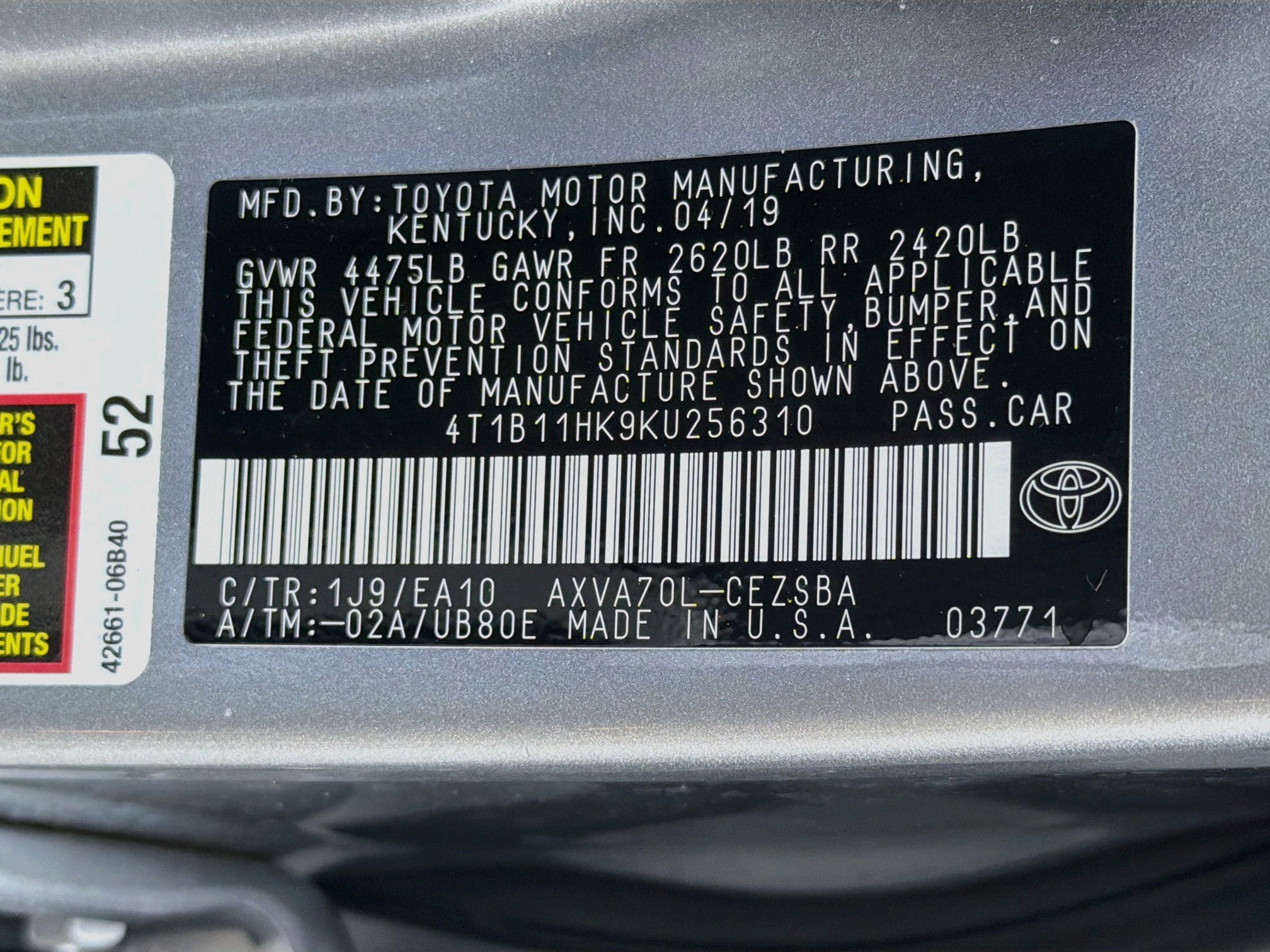 Used 2019 Toyota Camry SE w/ Convenience Package FWD image 43