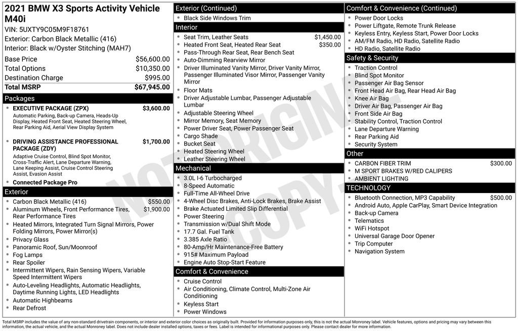 Used 2021 BMW X3 M40i w/ Executive Package image 3