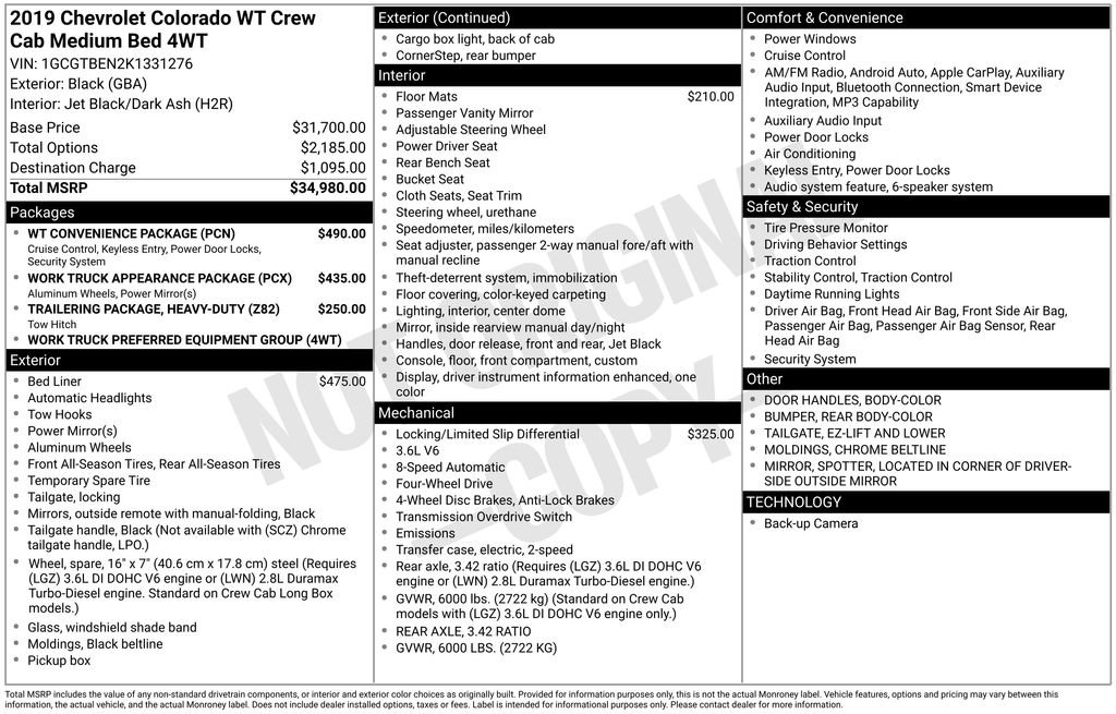 Used 2019 Chevrolet Colorado W/T w/ WT Convenience Package AWD/4WD image 28