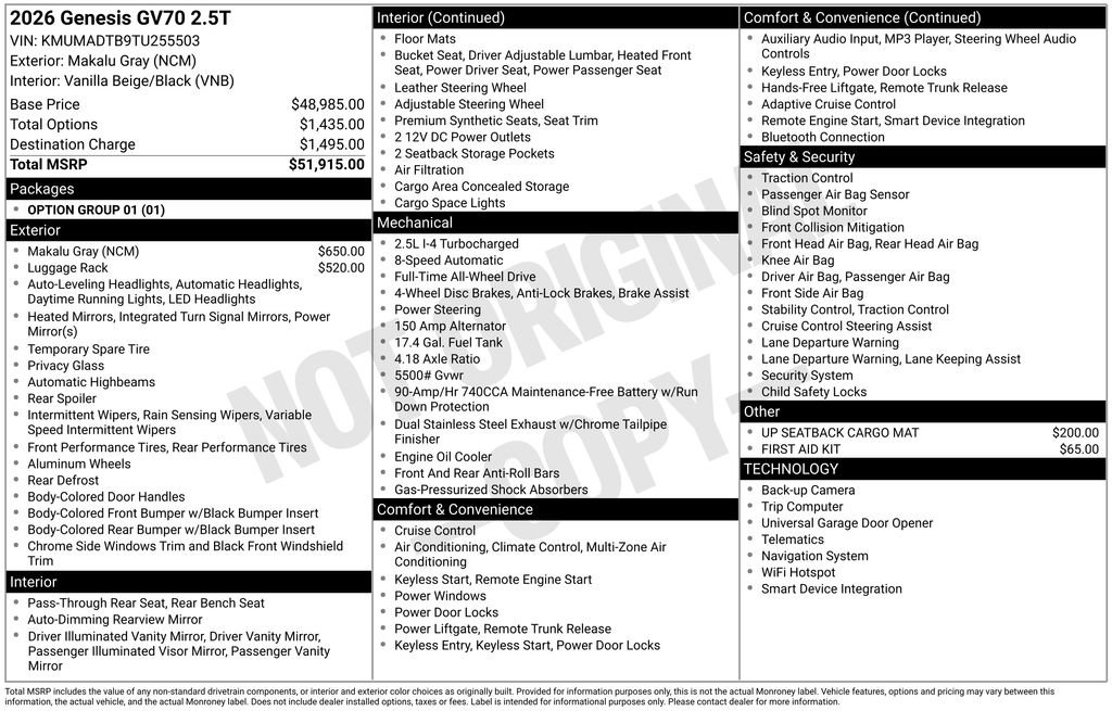 New 2026 Genesis GV70 2.5T image 4
