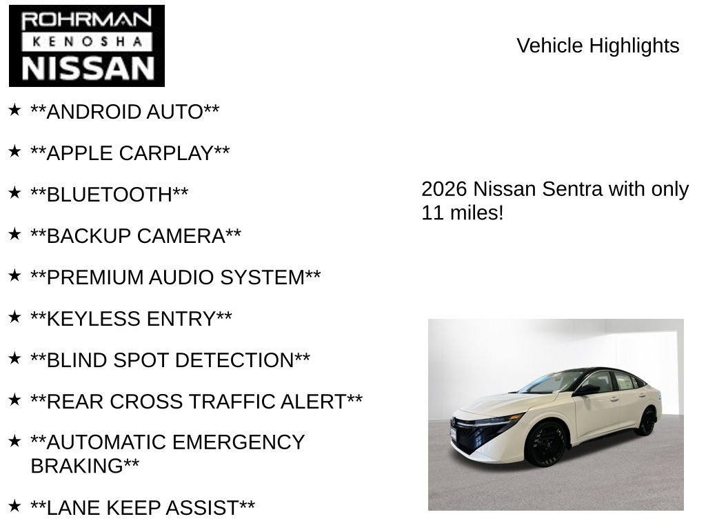 New 2026 Nissan Sentra SR w/ Floor Mat Package image 8