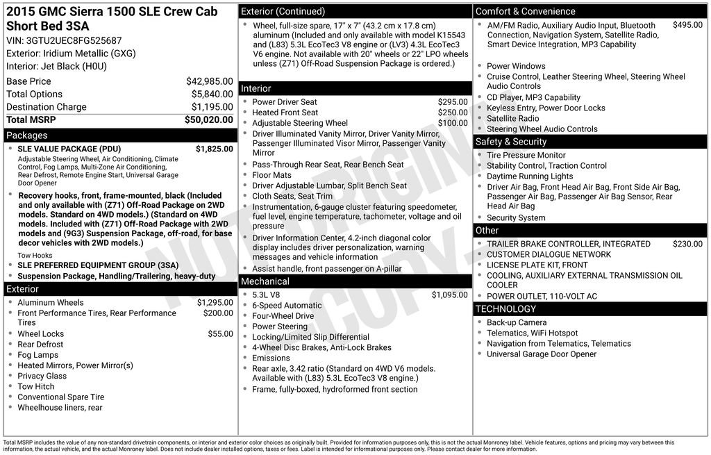 Used 2015 GMC Sierra 1500 SLE w/ SLE Value Package image 5