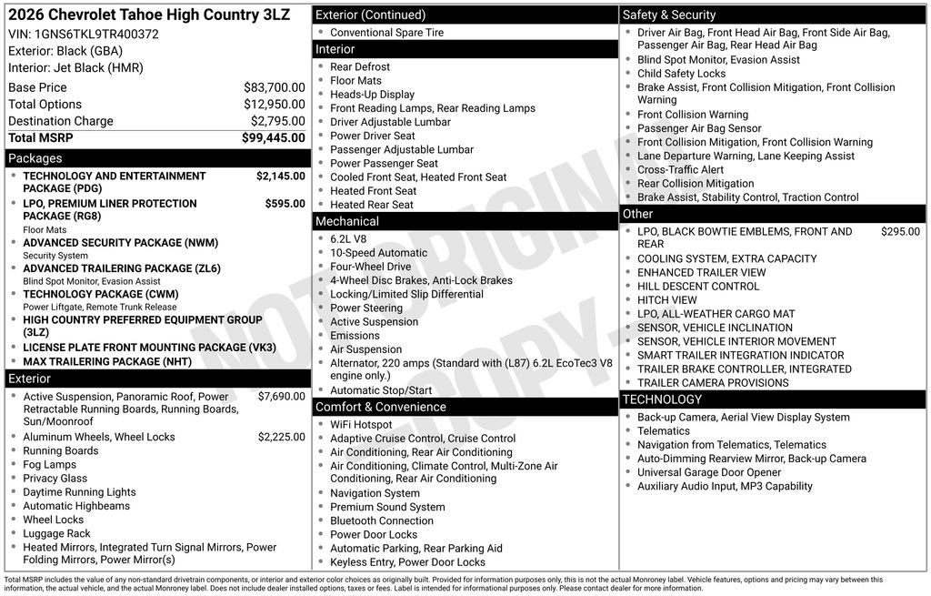 New 2026 Chevrolet Tahoe High Country AWD/4WD image 8