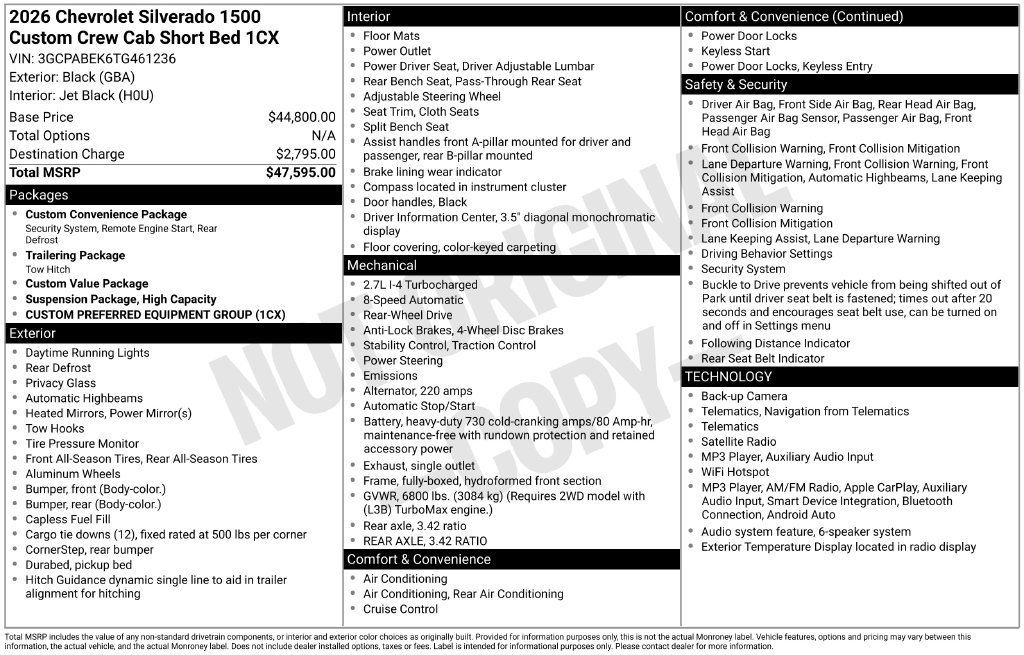 New 2026 Chevrolet Silverado 1500 Custom RWD image 6