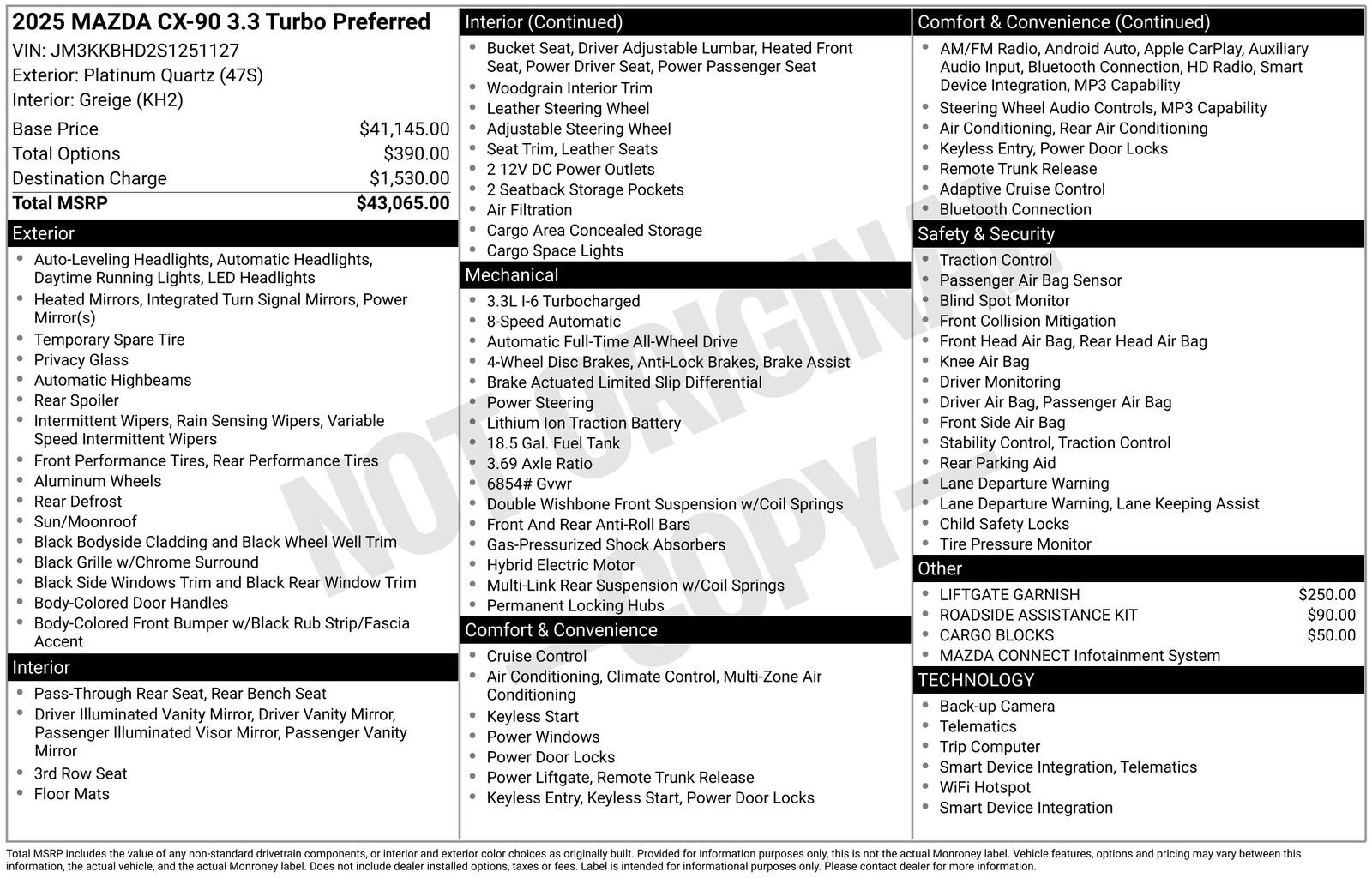 Used 2025 MAZDA CX-90 3.3 Turbo w/ Preferred Package image 16