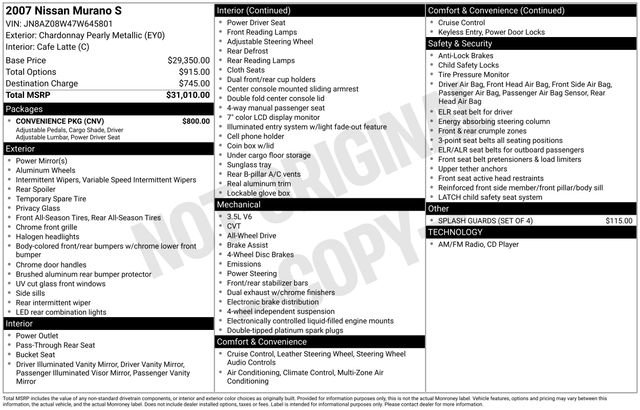 Used 2007 Nissan Murano S w/ Convenience Pkg image 35