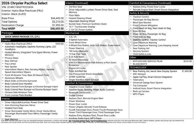 New 2026 Chrysler Pacifica Select FWD image 36