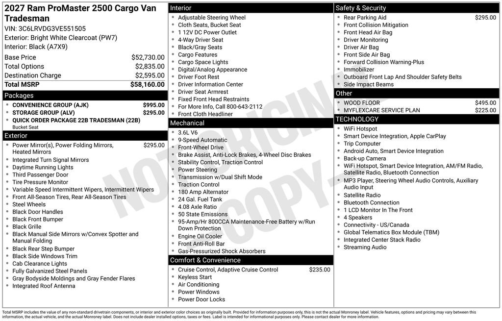 New 2027 RAM ProMaster 2500 w/ Convenience Group FWD image 2