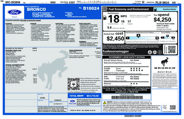 Certified 2023 Ford Bronco Big Bend w/ Sasquatch Package AWD/4WD image 5