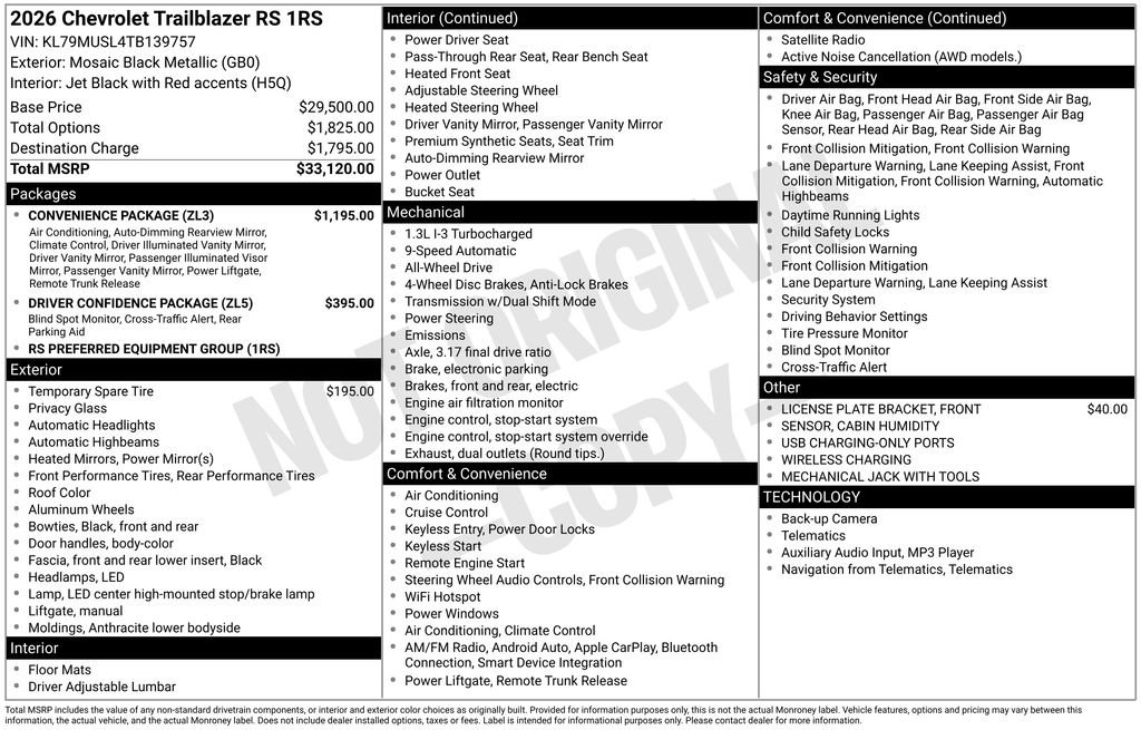 New 2026 Chevrolet TrailBlazer RS w/ Convenience Package AWD/4WD image 2