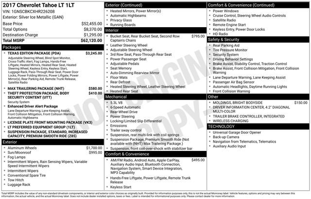 Used 2017 Chevrolet Tahoe LT w/ Texas Edition Package RWD image 36