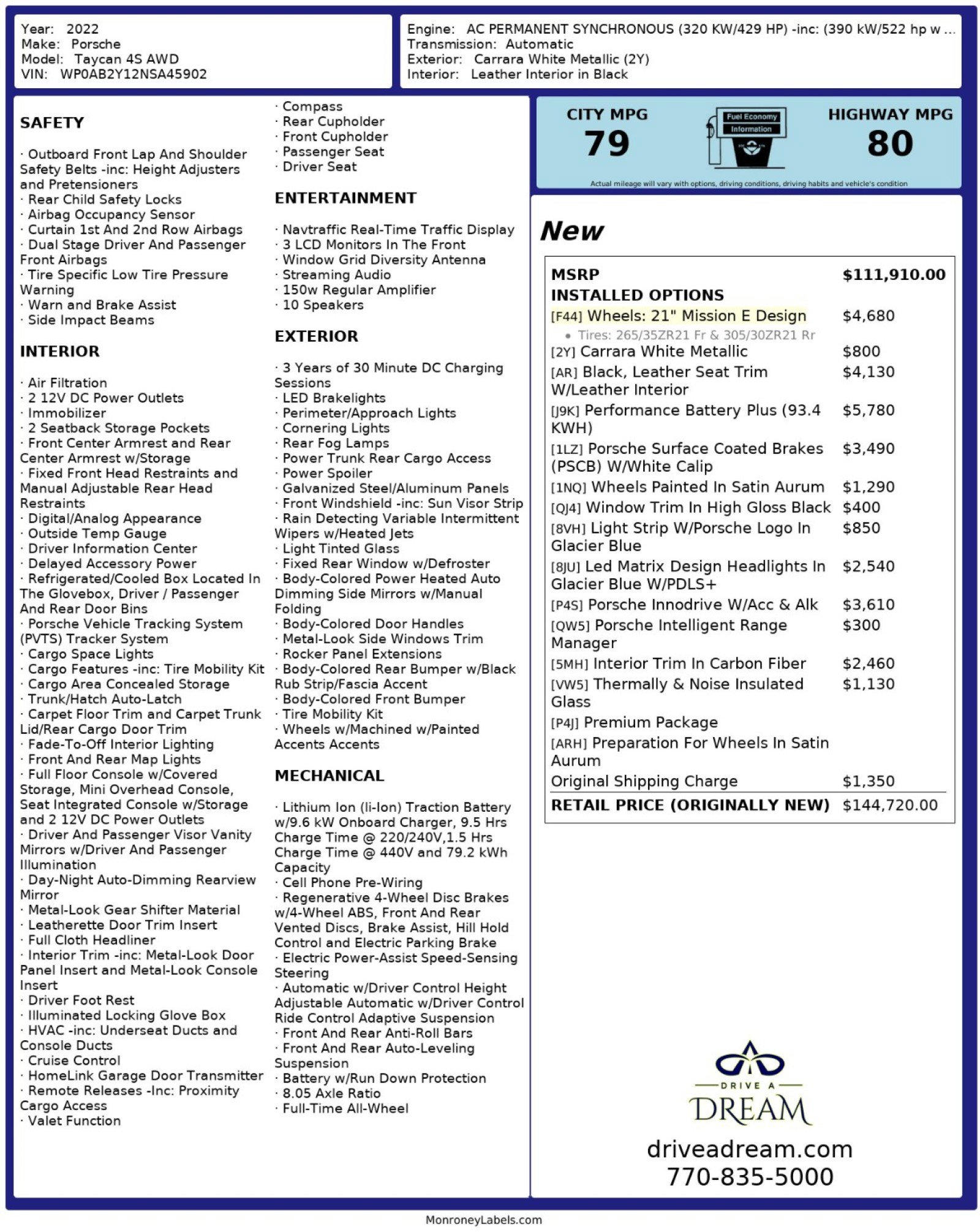 Used 2022 Porsche Taycan 4S AWD/4WD image 59