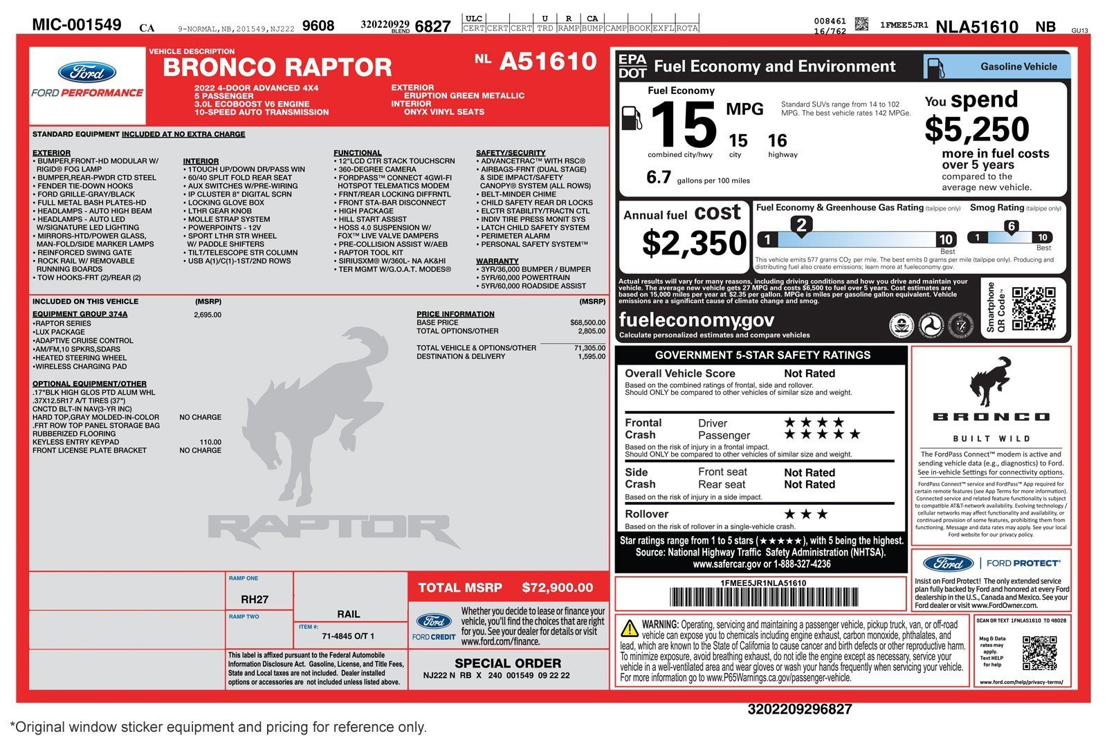 Used 2022 Ford Bronco Raptor image 2