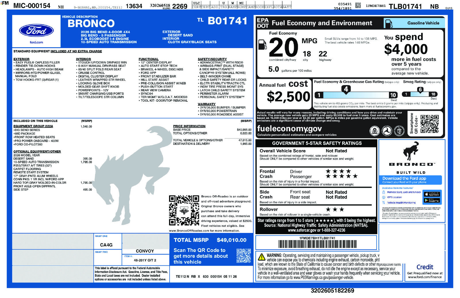 New 2026 Ford Bronco Big Bend AWD/4WD image 5
